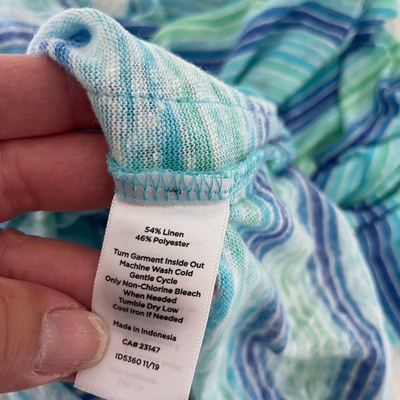 Talbots Striped Linen Blend Ruched Tunic - Picture 7 of 7